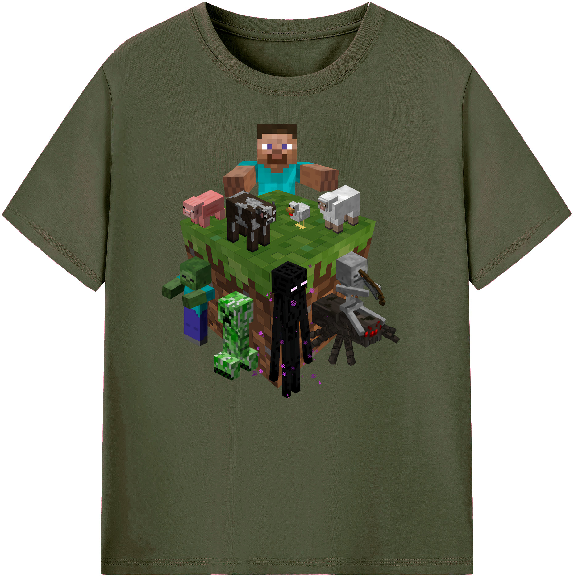 （画像用） マインクラフト ブロックの世界 Minecraft MC Block world 綿100％ メンズ半袖Tシャツ｜肌触りやわらか＆通気性